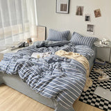 elvesmall Striped Plaid Series Bedding Comforter sets Duvet Cover bedsheets set with Pillowcase Bedding Linens Set for Queen/King Bed