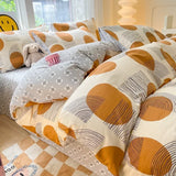 elvesmall Plaid Grey 100% Cotton Duvet Cover Set Comfy Simple Style Soft Breathable Textured Durable Bedding for All Seasons Home Decor