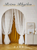 elvesmall  Retro Embroidery White Lace Girly IG Living Room Decorative Curtain Bedroom Balcony Velvet High-quality Blackout Luxury Curtains