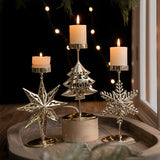 elvesmall Christmas Golden Wrought Iron Candlestick Star Elk Christmas Tree Candle Holder Merry Christmas New Year Table Decoration
