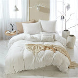 elvesmall American Size Furball Tassel Duvet Cover Set Luxury King Queen Size Bedding Set Twin Full Quilt Covers Juego De Ropa De Cama