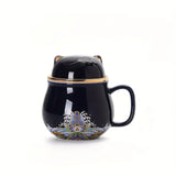 elvesmall  -   1pc Ceramic Portable Lucky Cat Tea Mug Drinking Cup with Infuser Home Office Drinkware Mugs Coffee Cups Birthday Gift for Friend