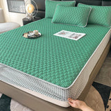 elvesmall  -  Simple Thicken Latex Summer Mat for Bed High-quality Cool Feeling Fabric Fitted Bed Sheet Set Queen Breathable Ice Silk Bed Mats