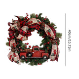 elvesmall  40cm Red Truck Christmas Wreath Fall Wreath for Front Door Decorations for Farmhouse Autumns Harvest Halloween Thanksgiving