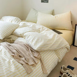 elvesmall  Pure Cotton Bedding Set Duvet Cover Pillowcase Bed Sheet Set Comforter Cover Bed Linens Set Queen King Size Dopamine Color