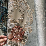 elvesmall  High-grade Embossed Jacquard European Luxury Curtain for Living Room Bedroom Thickened Shading Bay Window Screen Valance Tulle