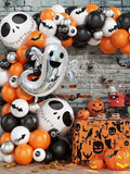 elvesmall 94 Piece Halloween Balloon Wreath Arch Set with Black and Orange Colorful Confetti Eyeball Balloons, Suitable for Halloween Part
