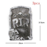 elvesmall 4pcs Horror Skull Foam Fake Tombstone Halloween Outdoor Ornaments Happy Halloween Party Decoration Props Haunted House Decors