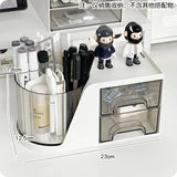 elvesmall Rotating Pen Holder Stand Organizer Multifunction Stationery Storage Box with Drawer Student School Office Desktop Storage Rack