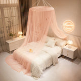 elvesmall New Domed Mosquito Net Pink Girl Canopy over the Bed Foldable Mosquito Net Door Baby Crib Anti-mosquito