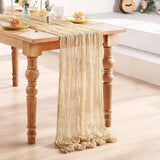 elvesmall  6PCS European Crease Cloth Table Runner Boho Style American Tabletop Decor Wedding Banquet Festive Birthday Party Table Path