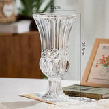 elvesmall  Nordic Simple Embossed High Glass Vase Transparent Living Room Flower Arrangement Hotel Wedding Wind Lamp Ins Decoration