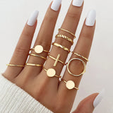 elvesmall Exaggerated Punk Rings Set Snake Heart Chain Butterfly Gold Color Metal Finger Ring for Women Fashion Jewelry Gift