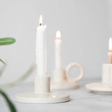 elvesmall Ceramic Candle Holder for Pillar Taper Candle White Pottery Candlestick Wedding Decoration Table Decorative Candle Holder