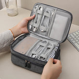 elvesmall 3 Tier Portable Wire USB Line Holder Bag Travel Power Bank Earphone Line Organizer Box Mouse Charging Line Storage Ziplock Bag