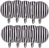 elvesmall 10pcs Black and White Striped Aluminum Film Balloons for Birthday Parties, Weddings, Singles Parties, Decorations