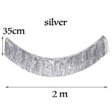 elvesmall Foil Fringe Tinsel Garland Creative 2M 4 Layers Foil Banner Birthday Party Wedding Decoration Christmas Home Wall Decor