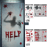 elvesmall 1Set Halloween Decora Stickers Bloody Handprint Window Door Wall Clings Poster Bloody Window Stickers Halloween Party Supplies