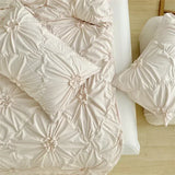 elvesmall Three-dimensional Pinch Pleated Crafts Double Duvet Cover Set 220x240 Solid Twist Flowers King Size Bedding Set Quilt Cover Set