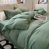 elvesmall INS Style Minimalist Solid Color Duvet Cover Soft Two Person Comfortable Bedding Set Luxurious Hotel Apartment Home Decoration