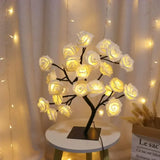 elvesmall 24 LED Fairy Flower Tree Table Lamps Maple Leaf Lamp Rose Night Light USB Operated Gifts for Wedding Party Hallowmas Decoration