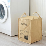 elvesmall Storage Crate with Lid Folding Jute Basket Portable Bag for Home Stationery Sundries Toys Organizer Laundry Gunnysack with Cover