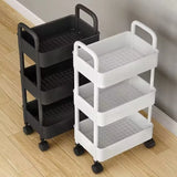 elvesmall Trolley Organizer Auxiliary Cart With Wheels Kitchen Furniture Cabinet Storage Rack Mobile Plastic Bookshelf Vegetable Basket