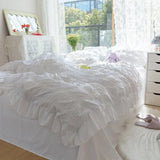 elvesmall Korean Lovely Princess Queen Bedding Set Kawaii Ruffles Comforter Bedding Sets Cute Girl Duvet Cover Set with Sheet Quilt Covers