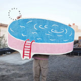 elvesmall Creative Rug Summer Swimming Pool Party Trend Elements Home Decor Living Room Carpet Love Fluffy Plush Bedroom Bedside Mat