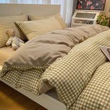 elvesmall  Professional Checkered Retro Grid Comforter Bedding Sets Cotton Bedding Set Bedding Jacquard King Linen Bed Duvet Cover Size