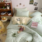 elvesmall 3pcs Duvet Cover Microfiber Solid Color Bedding Set Yellow Comforter Cover with 2 Pillowcase Modern Home Bedroom Quilt Cover