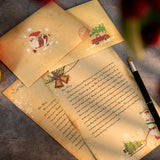 elvesmall 6pcs Vintage Christmas Kraft Letter Paper Santa Claus Snowman Letter Pad Gift Envelopes Xmas Party DIY Invitation Greeting Card