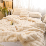 elvesmall Winter Thickened Double-sided Plush Blanket, Bedroom Cover Blanket, Premium Rabbit Plush Bedding, Nap Blanket