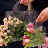 elvesmall New Transparent Flower Bag with Handle Fresh Flower Bouquet Wrapping Boxes Wedding Birthday Party Gift Rose Packaging Handbags