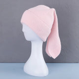 elvesmall cute Rabbit ears Beanies Soft Warm Fluffy Winter Hat for Women Knitted Hat Skullies Beanies Female Bonnet Solid color