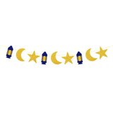 elvesmall Elegant Blue Eid Banner Happy Eid Mubarak Islamic Muslim Party Decor Ramadan Kareem Eid AL Adha Decor For Home