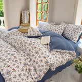 elvesmall Vintage Floral Style Bedding Set No Filler Soft Fall Winter Thickening Duvet Cover Flat Sheet Pillowcase Full King Bed Linen