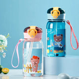 elvesmall  -  1pc 400ml Kids Water Sippy Cup With Straw Cartoon Leakproof Water Bottles Outdoor Portable Drink Bottle Children's Lovely Cup