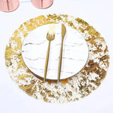 elvesmall 20pcs Gold Round Foil Table Mat Table Place Mats Tea Dining Tableware Mats Pads Wedding Birthday Home Party Table Decoration