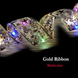 elvesmall  Christmas Decoration LED Ribbon Fairy Lights Christmas Tree Ornaments for Home 2023 DIY Bows Light String Navidad New Year