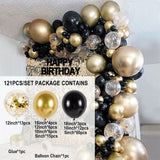 elvesmall Black Gold Balloon Garland Arch Kit Confetti Latex Balloon Happy 18 30 40 50 Year Old Birthday Party Decor Adults Anniversary