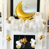 elvesmall Eid Mubarak Balloon Set Platinum Confetti Moon Stars Foil Balloons Ramadan DIY Decorations Islamic Muslim Party Balloons