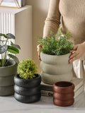 elvesmall  Nordic cement pot simple personality creative literary green plant succulent pot vase home room decoration gardening supplies