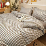 elvesmall Blue Checkerboard Print Bedding Sets Nordic Duvet Cover Simple Lattice Quilt Cover Bed Sheet For Kdis Adults Bedclothes