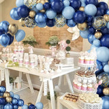 elvesmall Blue Metallic Balloons Garland Kit Gold Confetti Balloon Arch Birthday Party Decoration Kids Wedding Birthday Baby Shower Boy