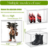 elvesmall Boot Storage Boxes Clear Stackable  Bins with Magnetic Lids Adjustable Divider