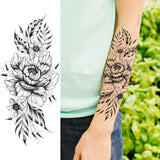 elvesmall Women's Fashion Flower Temporary Tattoos Sticker Fake Rose Feather TatooS Decal Waterproof Body Art Legs Arm Tatoos For Women