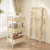 elvesmall Folding Storage Rack Trolley Kitchen Bathroom Bedroom Multi Storey Snacks Shelving Organizer Carts Mobile Trolley Storage Rack