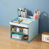 elvesmall 1PCS 2-laye Creative Pen Holder Transparent Drawer Rabbit Storage Box Children Girls Student Office Bedroom Desktop