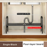 elvesmall  Shelf Under The Sink Flexible Layered Rack Cabinet Organizer Sundries Telescopic Holder Countertop Storage Rack Under Sink Shelf